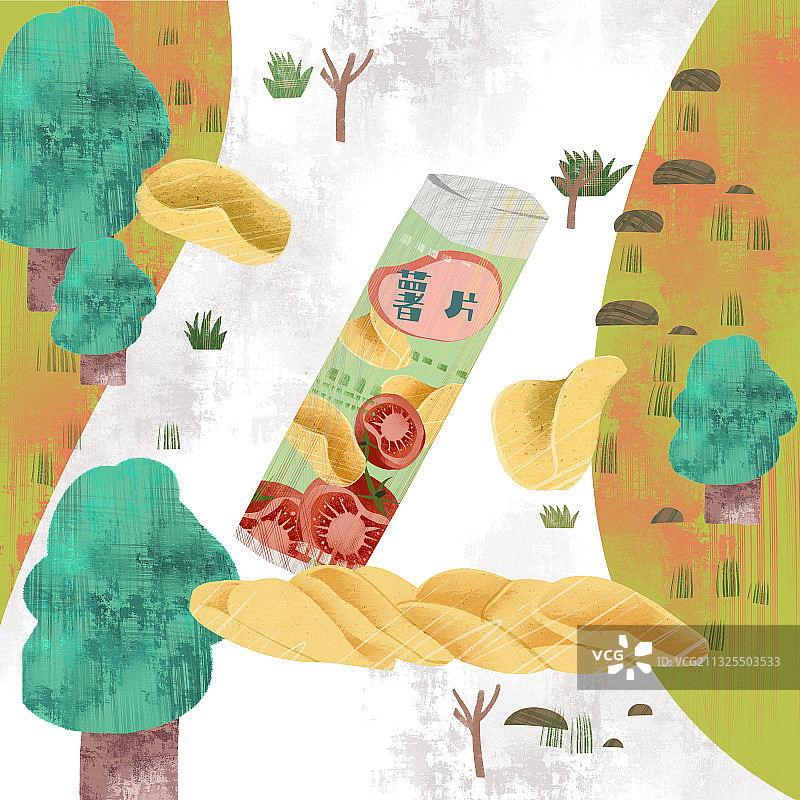 零食薯片插画图片素材
