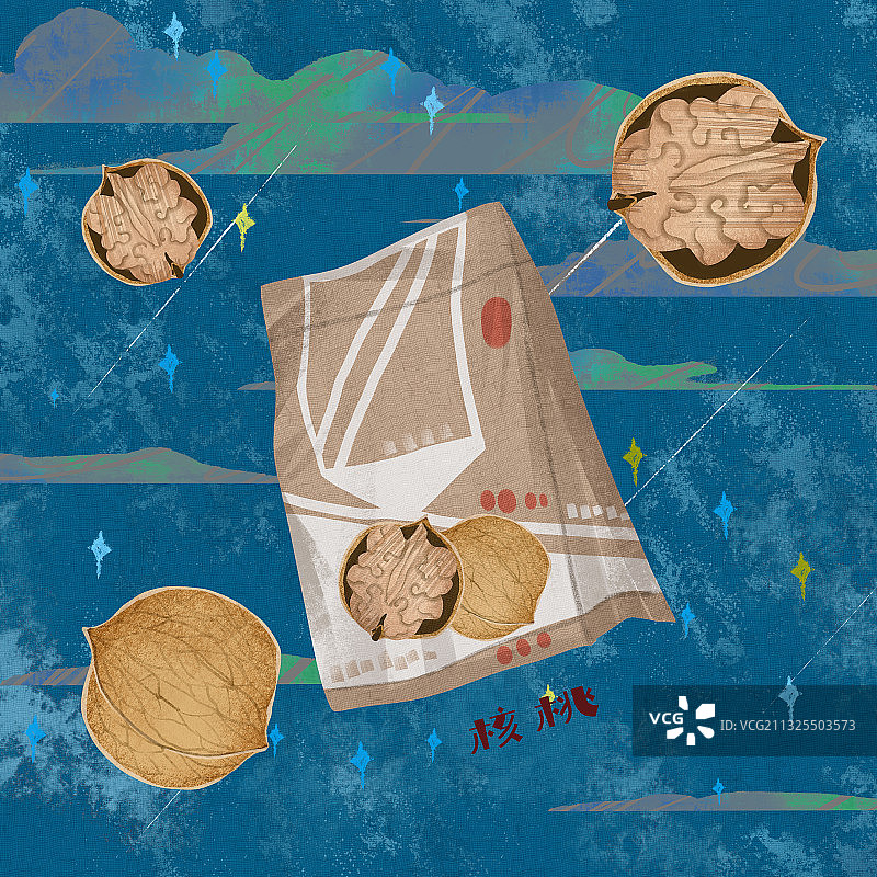 零食核桃插画图片素材