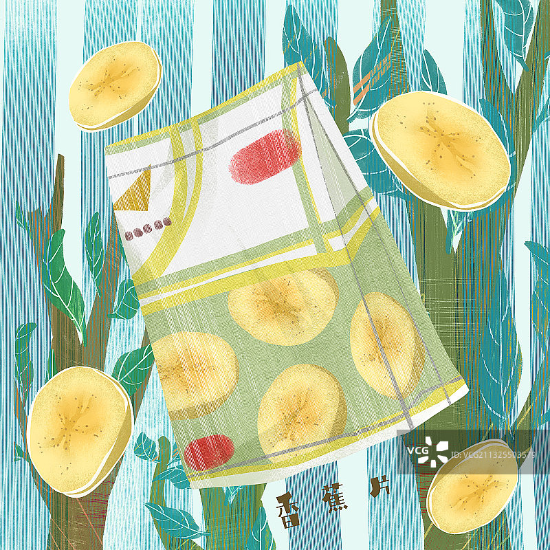 零食香蕉片插画图片素材