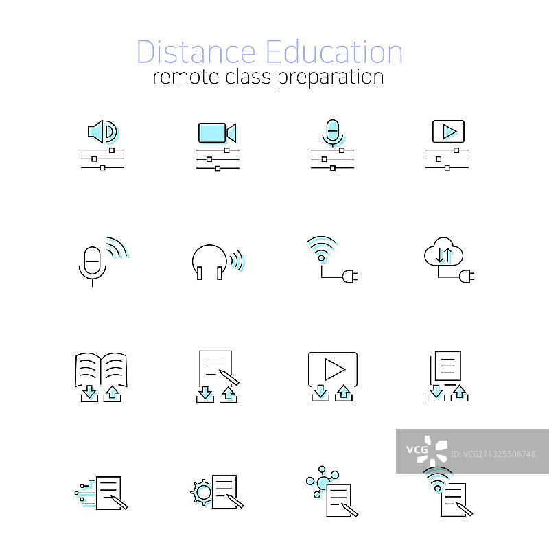 在家学习线上教育图标合集图片素材