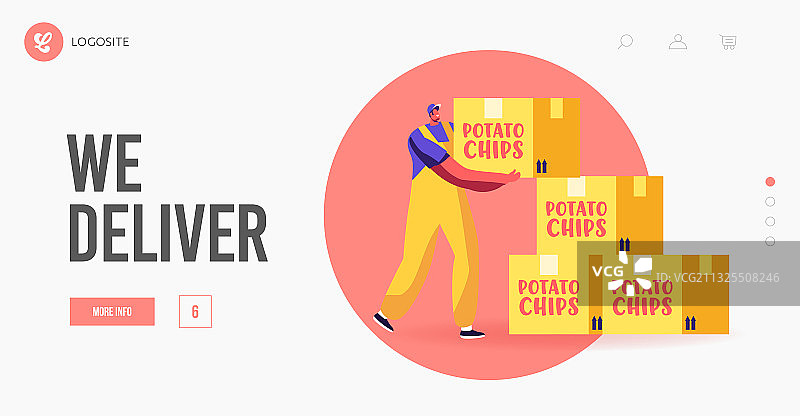 食品配送着陆页模板：快递员（男）图片素材