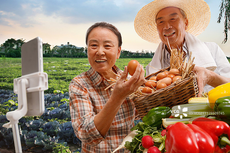 农民在线直播销售农产品图片素材