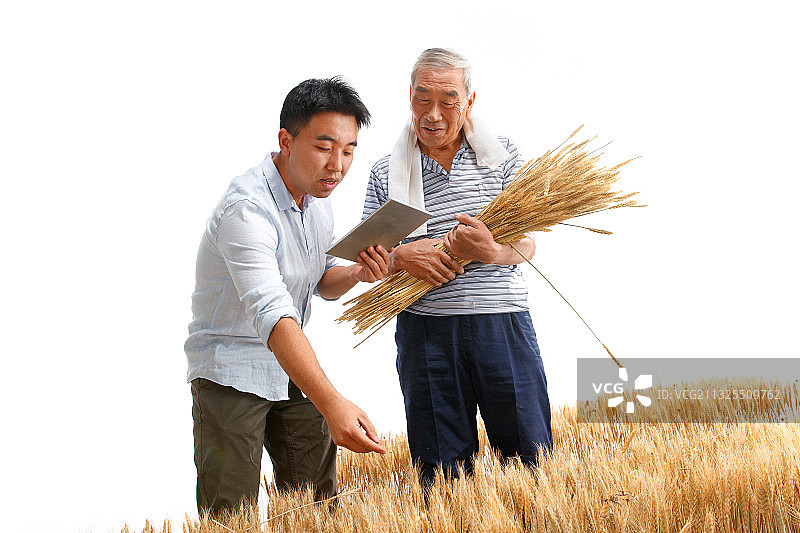 科研人员和农民交流技术图片素材