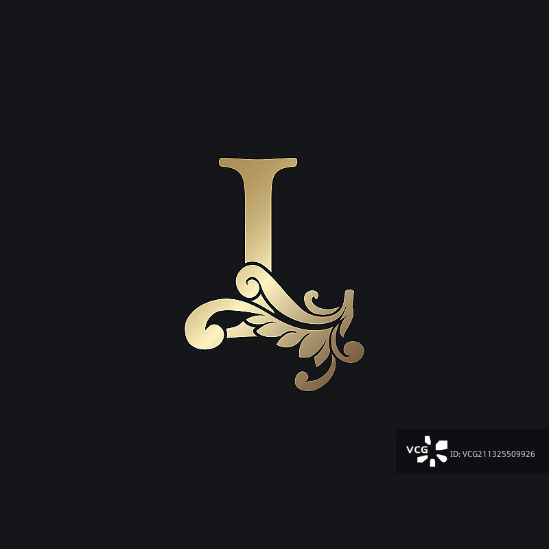 金色字母L奢华装饰首字母图片素材