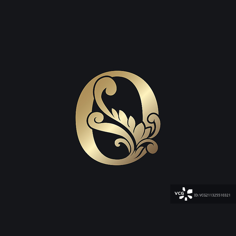 金色字母O奢华装饰首字母图片素材
