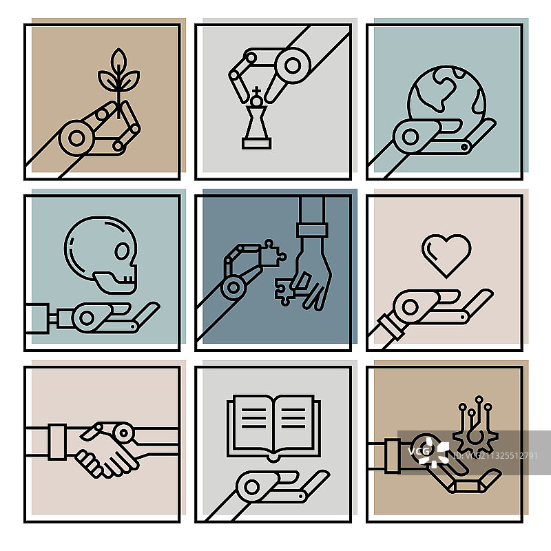 彩色背景上的线性图标图片素材