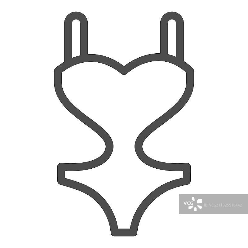 连体泳衣线条图标水上乐园概念图片素材