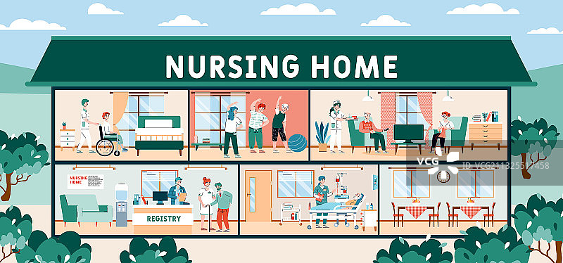 有医护人员和老人的疗养院图片素材