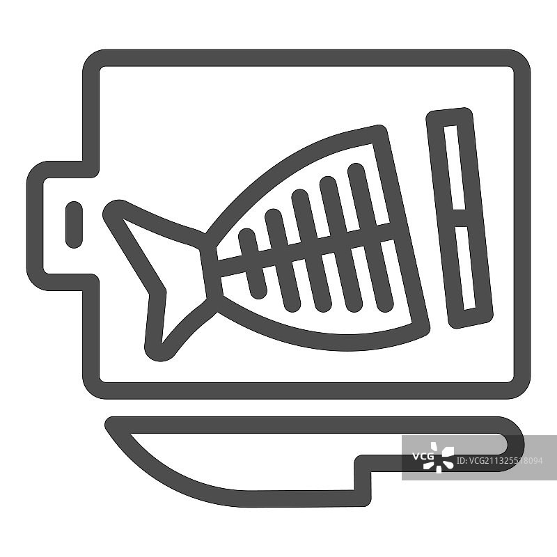 鱼和刀具线条砧板图标图片素材