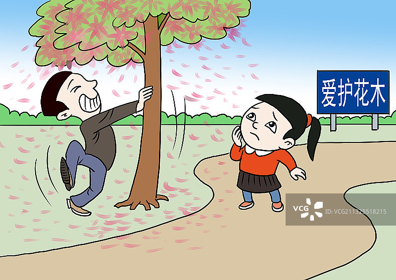 插画：樱花雨图片素材