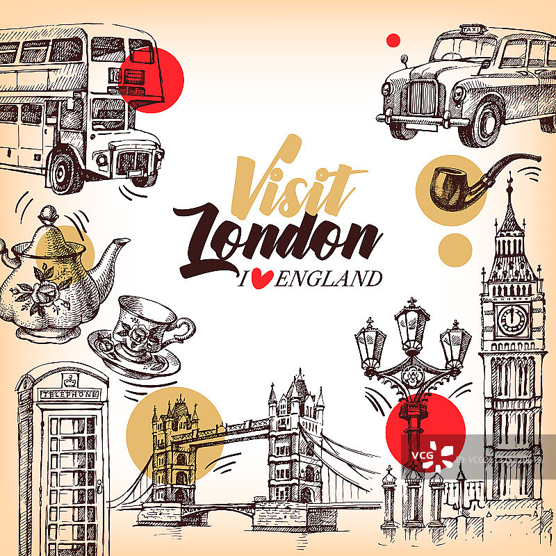 手绘复古英国伦敦banner图片素材