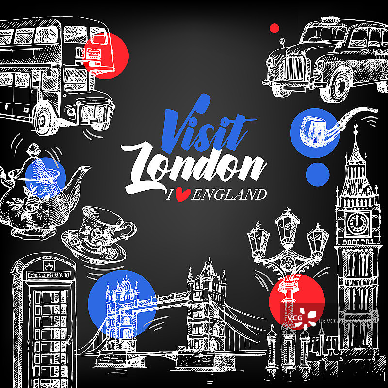 手绘素描英国复古黑板图片素材