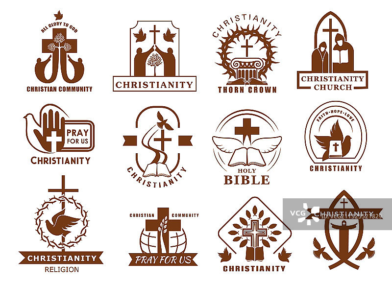 基督教宗教图标：天主教与东正教图片素材