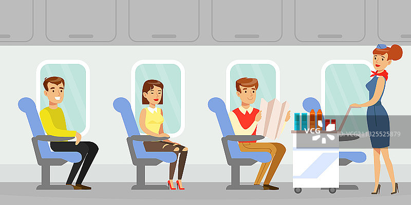 飞机上的空中乘务员图片素材