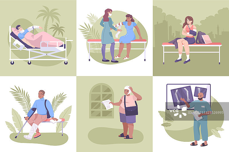 断裂组合扁平风格图标集图片素材