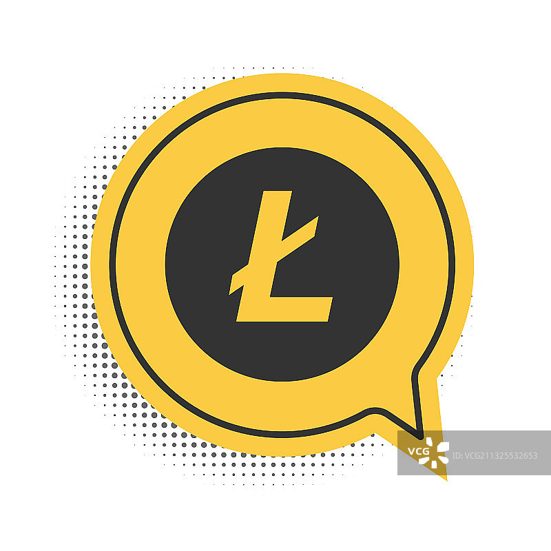莱特币LTC黑色加密货币硬币图标图片素材