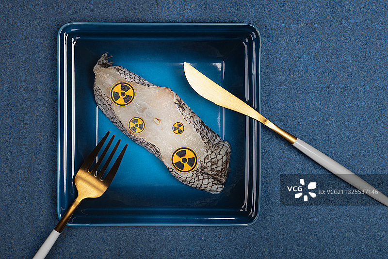 盘子餐具海洋核污染海产品食品安全图片素材