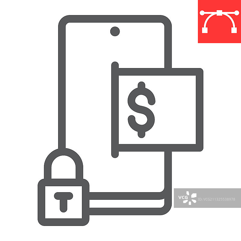 安全移动支付线性图标图片素材