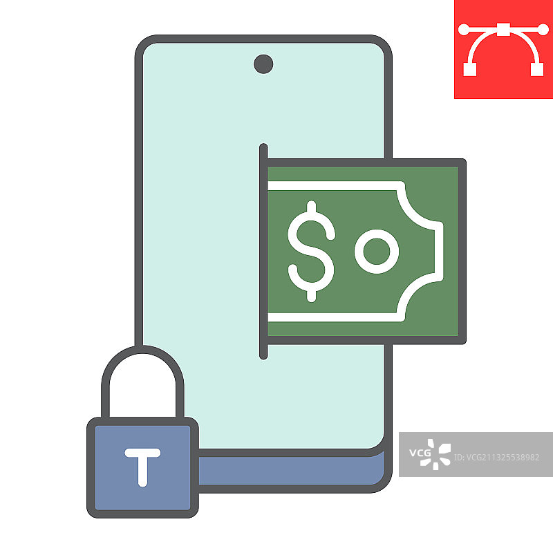 安全的手机支付彩色线条图标图片素材