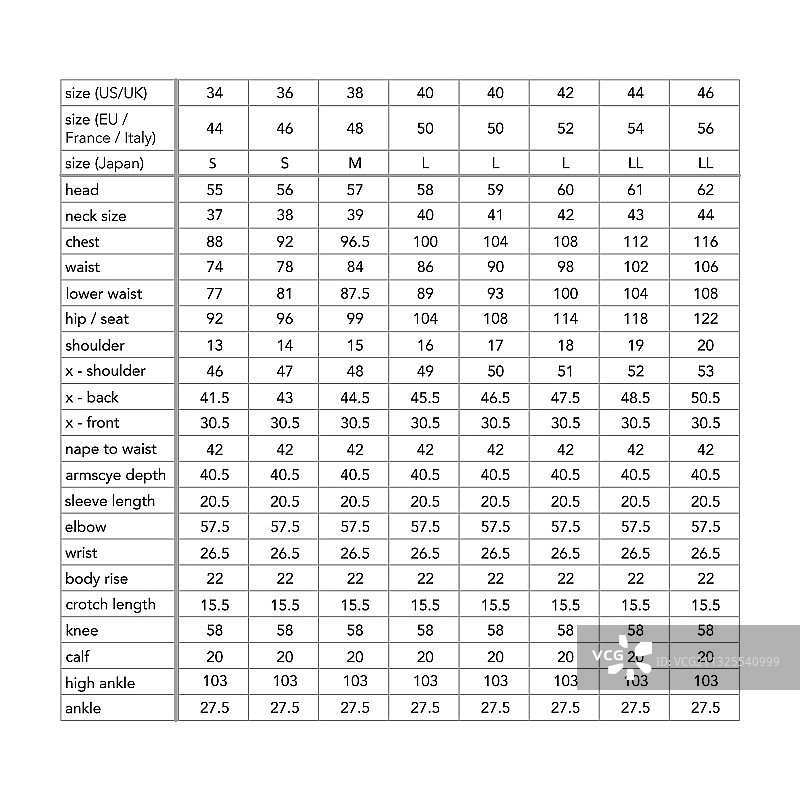 男士不同身材的标准身体尺寸图片素材