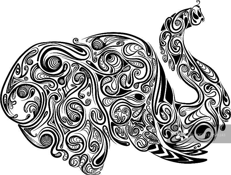 zentangle风格的大象头部图片素材