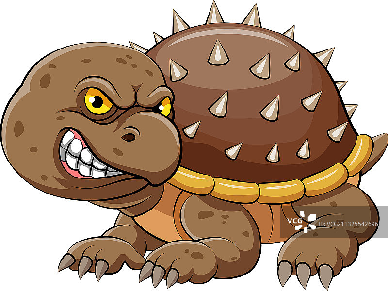 黄眼睛和多刺的绿色海龟图片素材