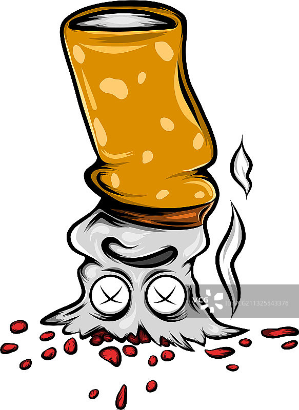 带有悲伤表情的燃尽香烟图片素材