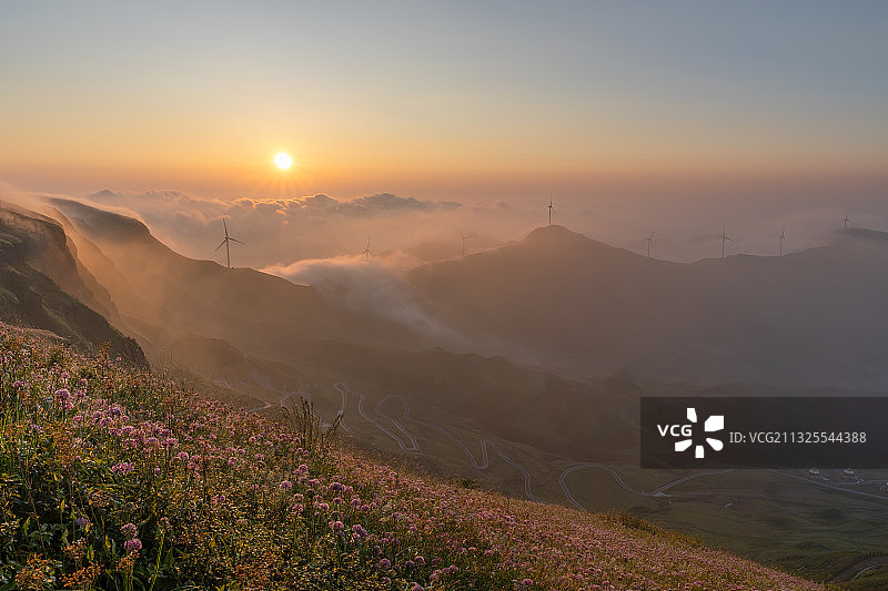 韭菜坪日出图片素材