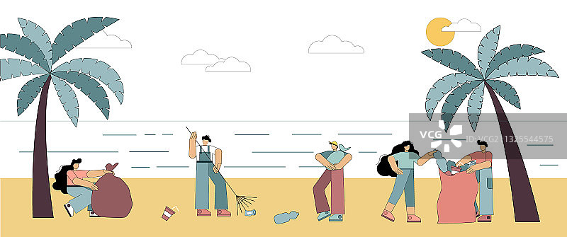 海滩清洁图片素材