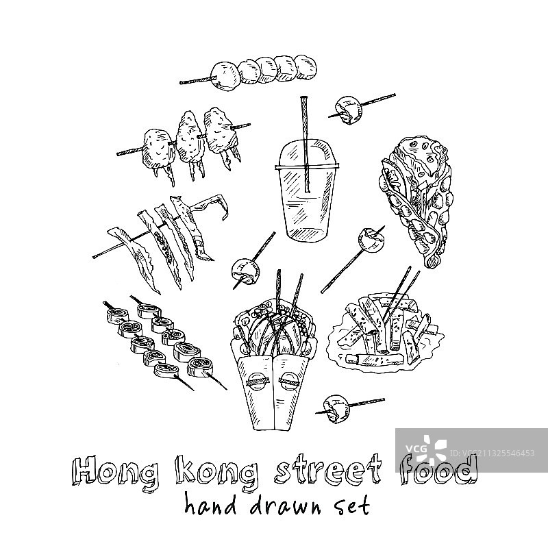 香港街头小吃菜单涂鸦合集图片素材