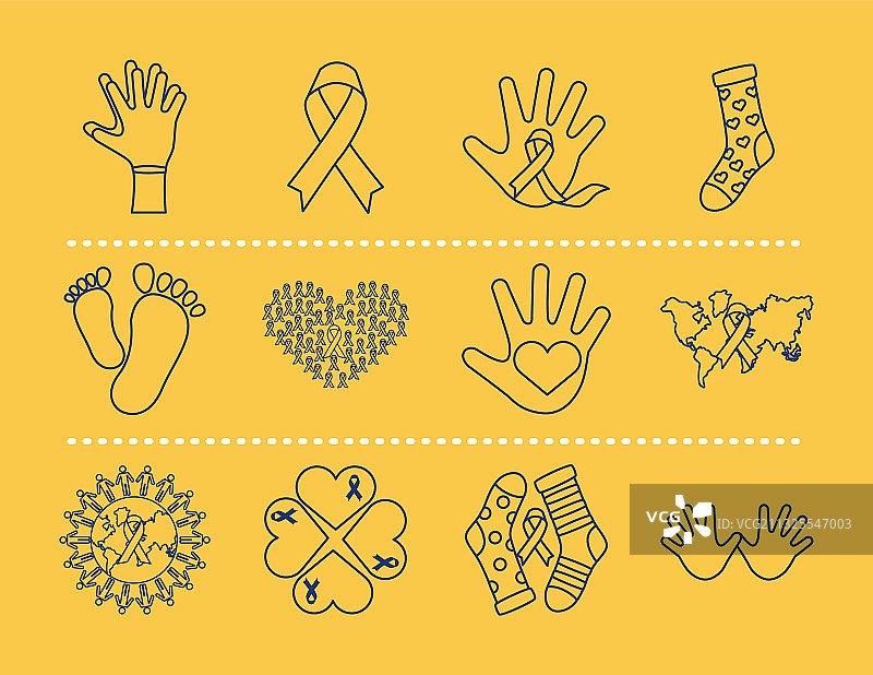 十二个唐氏综合征图标合集图片素材