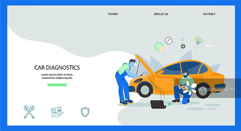 汽车诊断网站banner矢量图图片素材