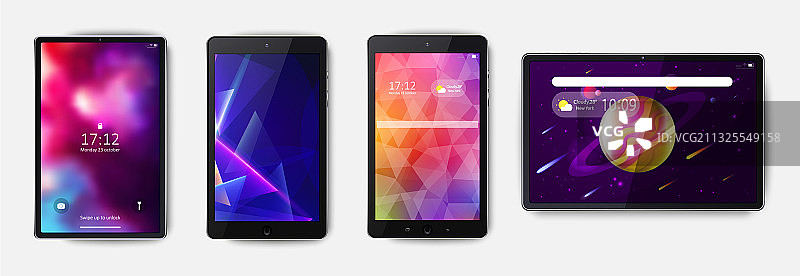 平板电脑智能手机彩色抽象组合图片素材