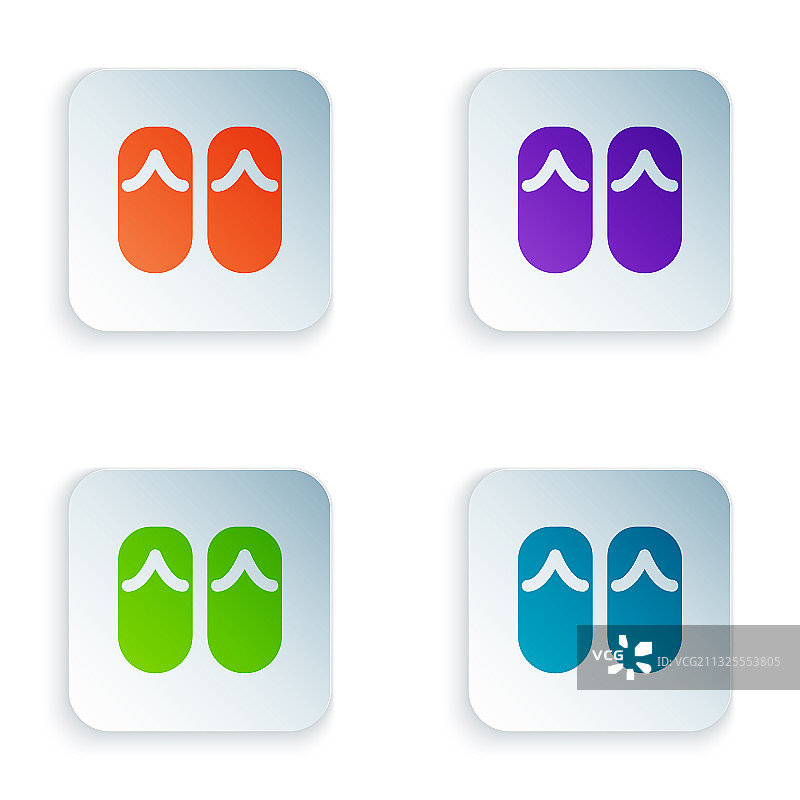 白色背景上的彩色人字拖图标图片素材