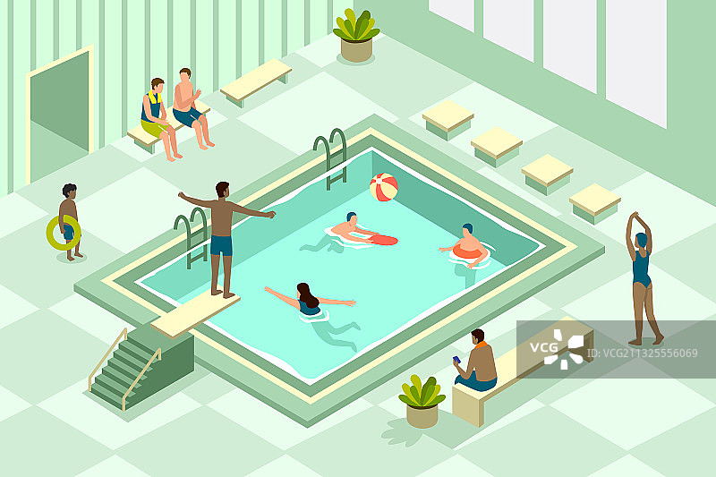 2.5D公共游泳池图片素材