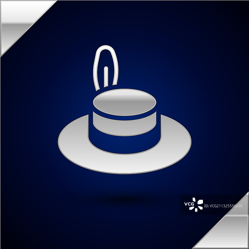 深色背景上的银色男士礼帽图标图片素材