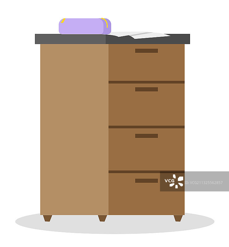 浅棕色木制抽屉柜化妆包图片素材