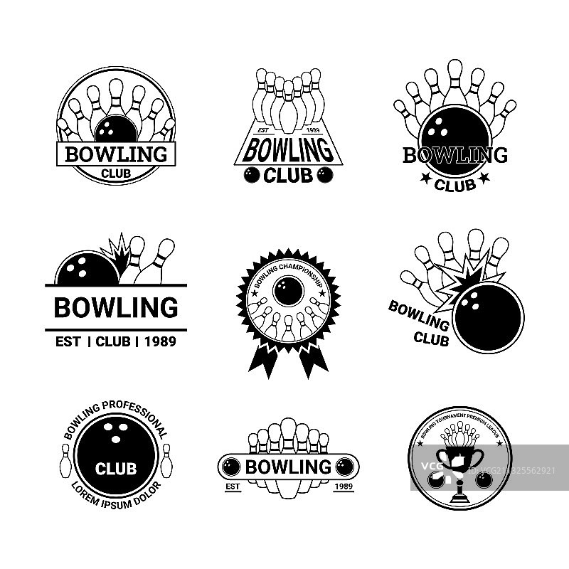保龄球标签徽章图标图片素材