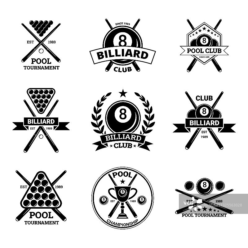 台球俱乐部标签标志设计图片素材