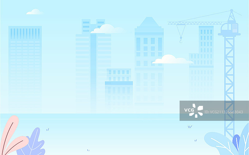 五一劳动节城市建筑建设背景矢量插画素材图片素材