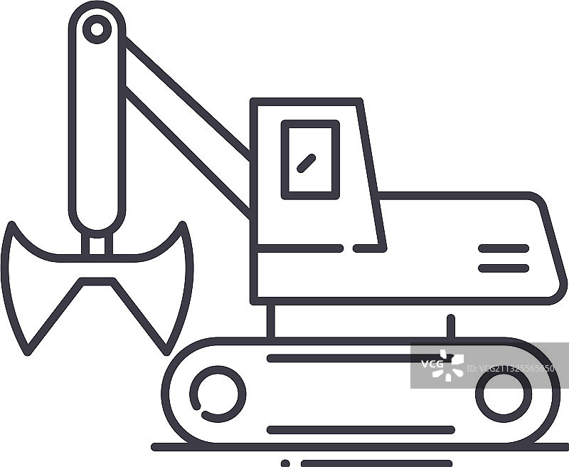 抓斗卡车图标线性隔离图片素材