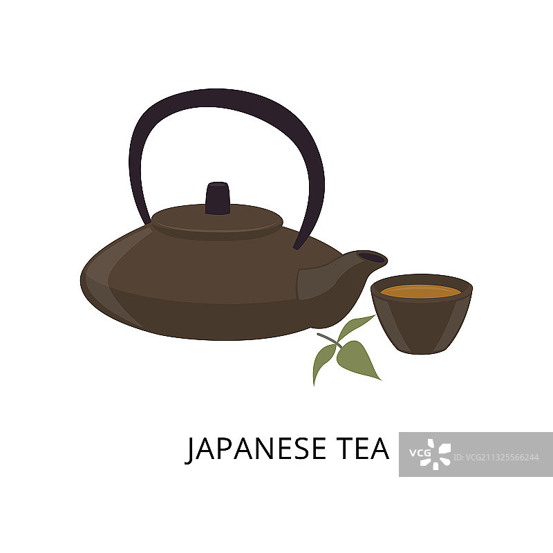 日式茶道用具扁平设计图片素材