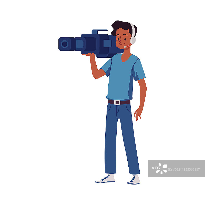 手持摄像机的专业摄像师图片素材