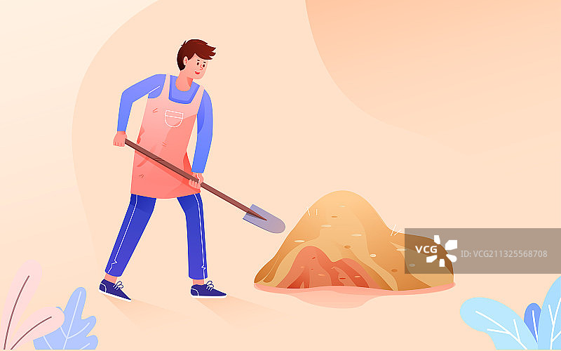 人物挖掘地面泥土准备种植矢量插画素材图片素材