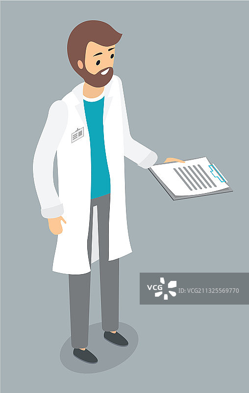 留着胡子的医生拿着处方或化验单图片素材