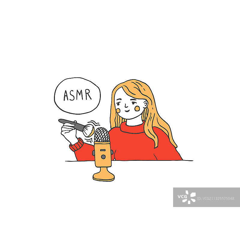 女人录制ASMR声音图片素材