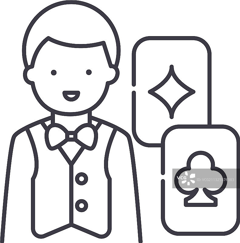 赌场发牌人线性隔离图标图片素材