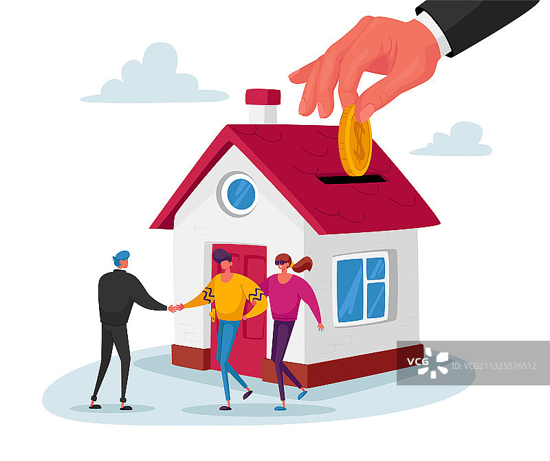 房地产经纪人向夫妇出售房屋图片素材