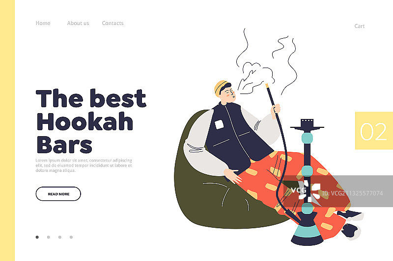 最佳水烟吧概念着陆页图片素材