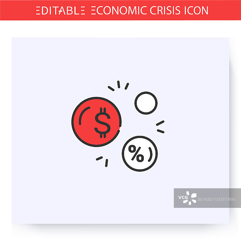 可编辑的经济泡沫线条图标图片素材